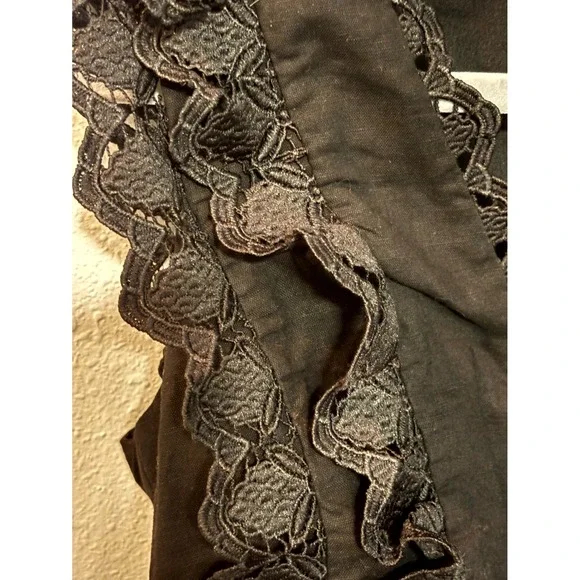 Endless Rose‎ Plunging Neck Lace Trim Cropped Top Womens Small Black Cotton - Picture 3 of 10